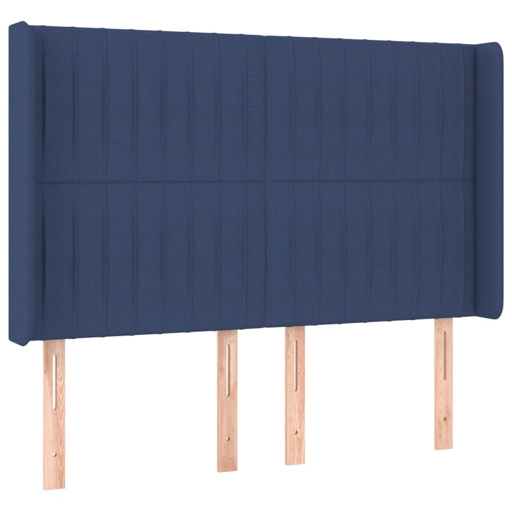 Hoofdbord met randen 147x16x118/128 cm stof blauw