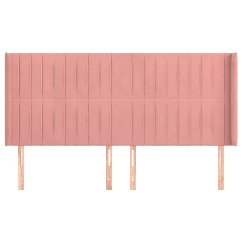 Hoofdbord met randen 203x16x118/128 cm fluweel roze