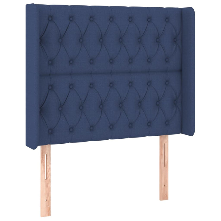 Hoofdbord met randen 93x16x118/128 cm stof blauw