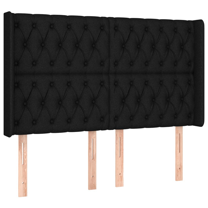Hoofdbord met randen 163x16x118/128 cm stof zwart