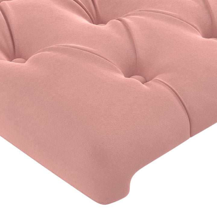 Hoofdbord met randen 203x16x118/128 cm fluweel roze
