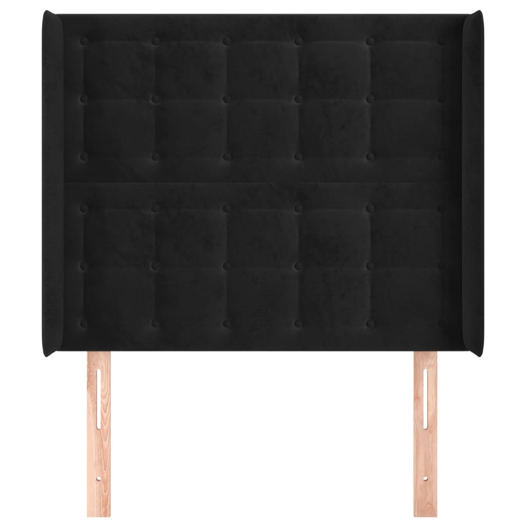 Hoofdbord met randen 93x16x118/128 cm fluweel zwart
