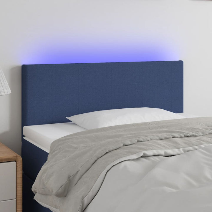 Hoofdbord LED 90x5x78/88 cm stof blauw