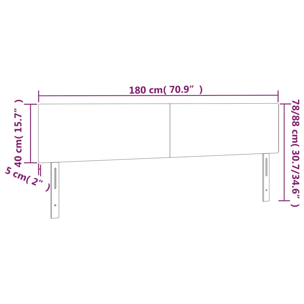 Hoofdbord LED 180x5x78/88 cm stof donkerbruin