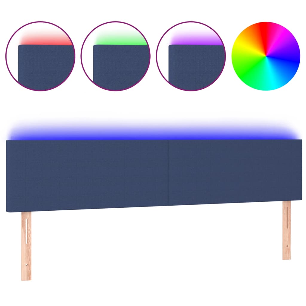 Hoofdbord LED 180x5x78/88 cm stof blauw