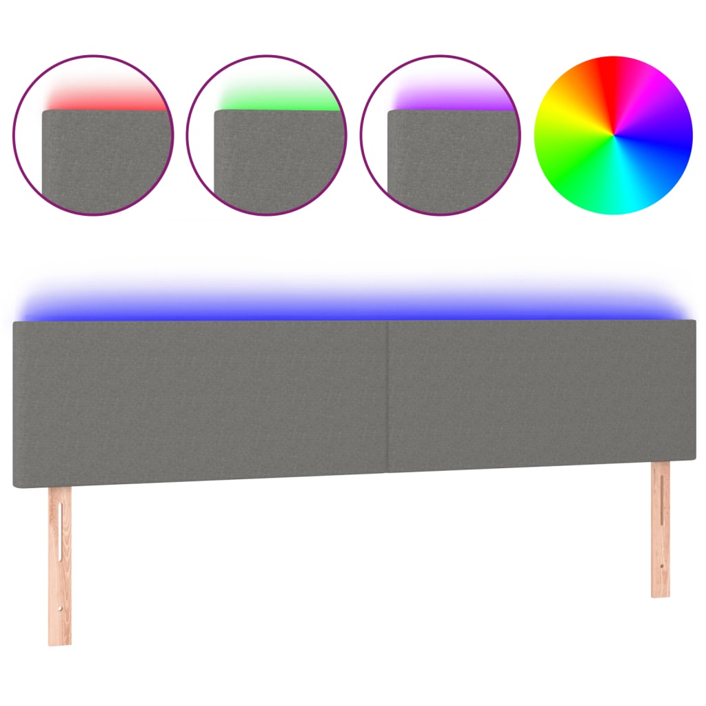 Hoofdbord LED 200x5x78/88 cm stof donkergrijs