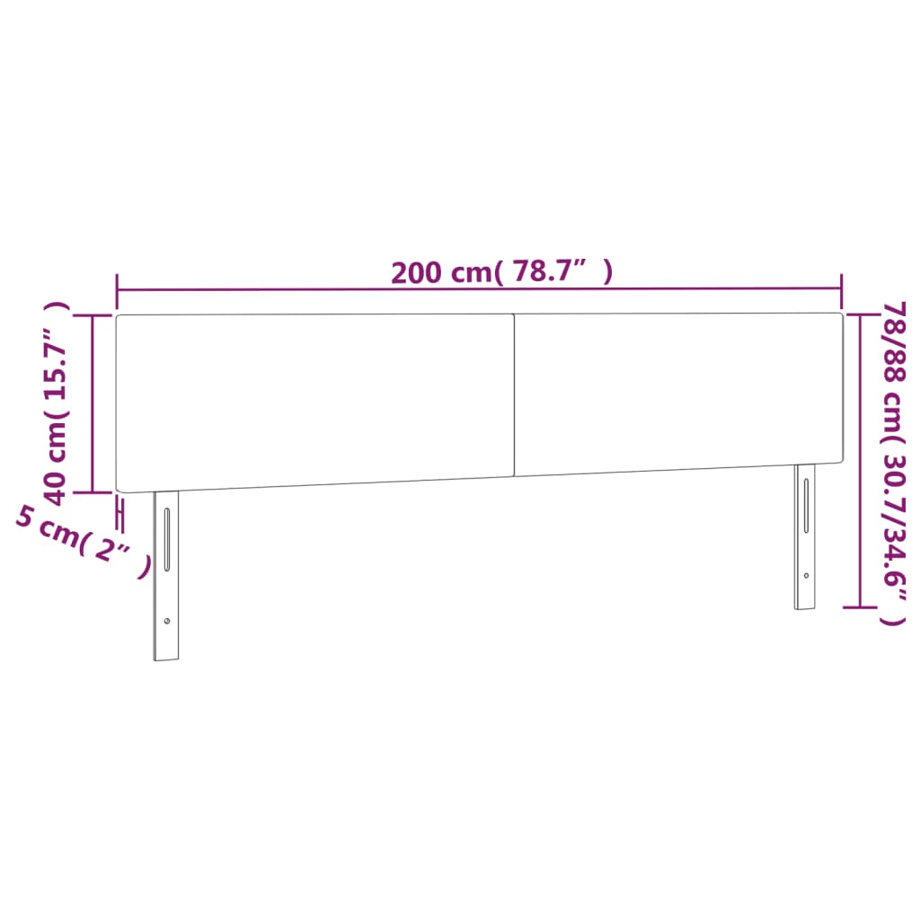 Hoofdbord LED 200x5x78/88 cm stof donkerbruin