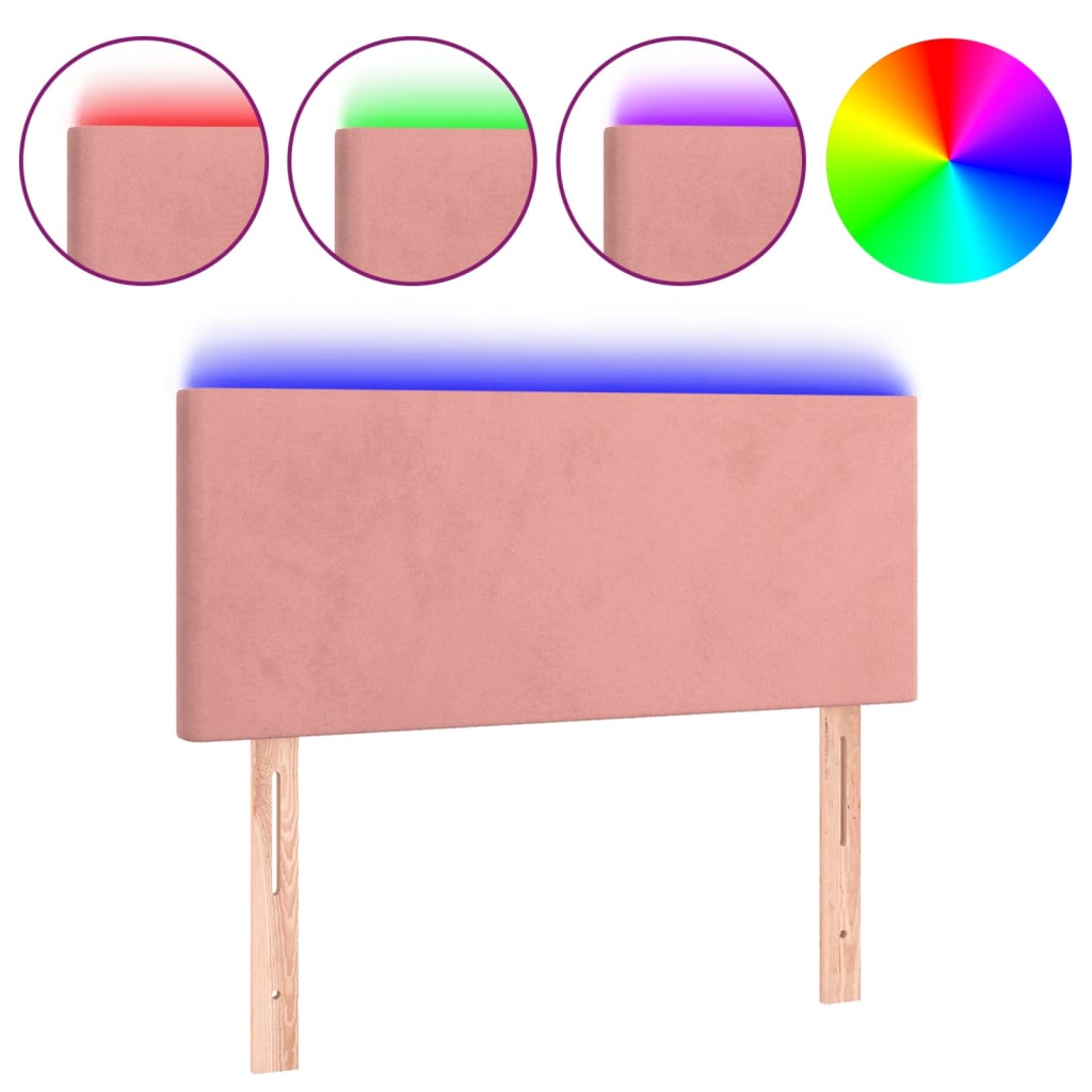 Hoofdbord LED 90x5x78/88 cm fluweel roze