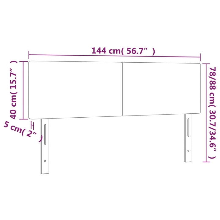 Hoofdbord LED 144x5x78/88 cm fluweel lichtgrijs