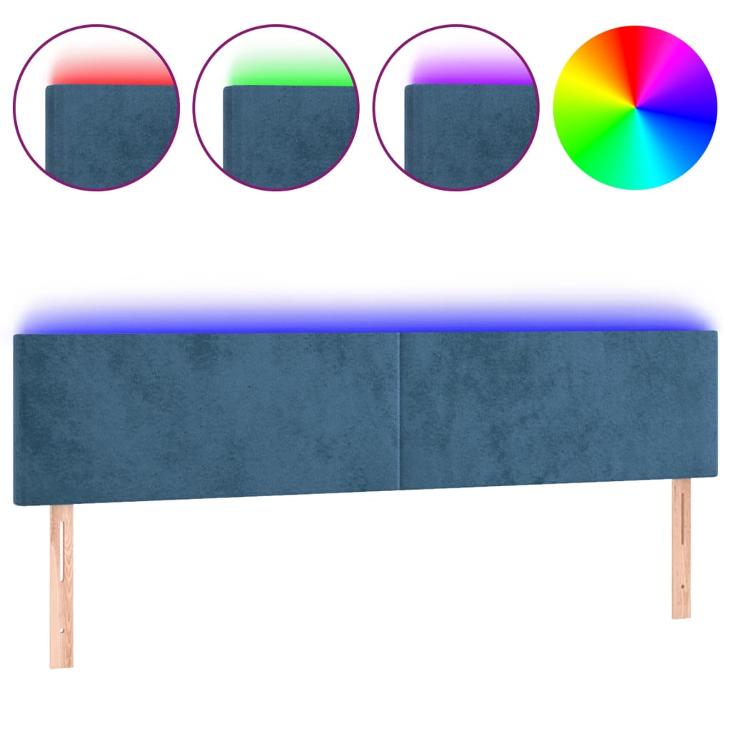 Hoofdbord LED 160x5x78/88 cm fluweel donkerblauw