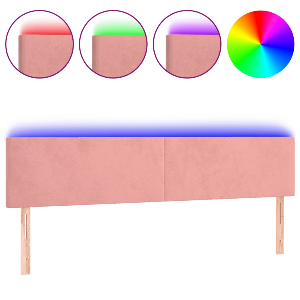 Hoofdbord LED 200x5x78/88 cm fluweel roze