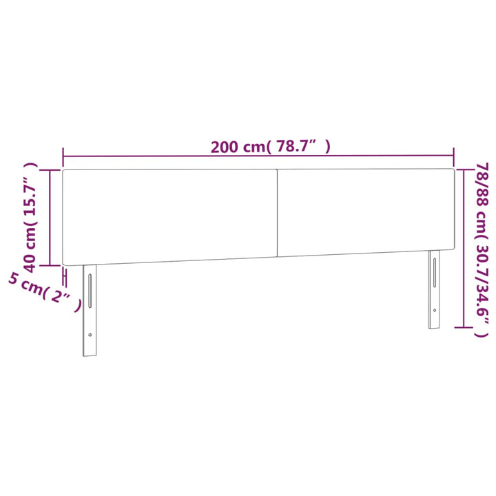 Hoofdbord LED 200x5x78/88 cm fluweel roze