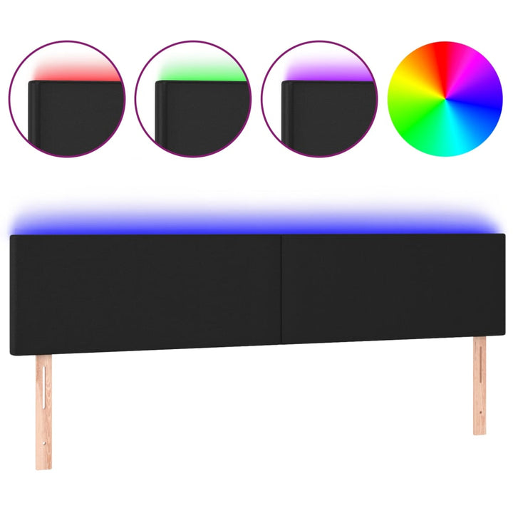 Hoofdbord LED 200x5x78/88 cm kunstleer zwart