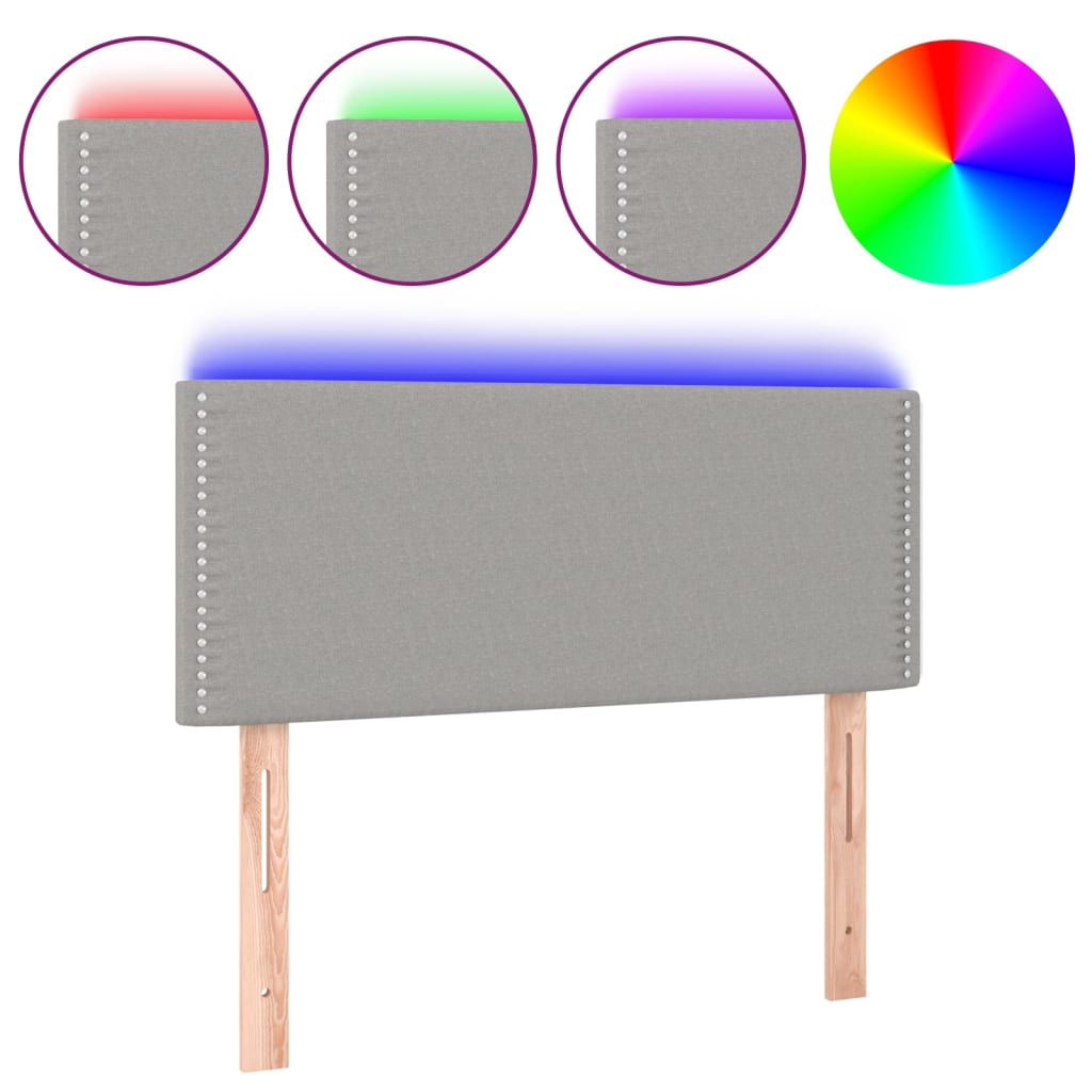 Hoofdbord LED 90x5x78/88 cm stof lichtgrijs