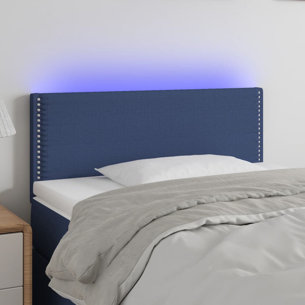Hoofdbord LED 90x5x78/88 cm stof blauw