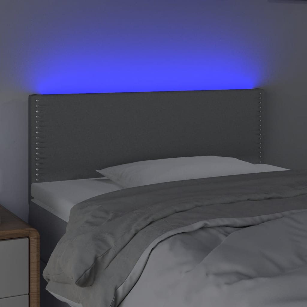 Hoofdbord LED 100x5x78/88 cm stof lichtgrijs