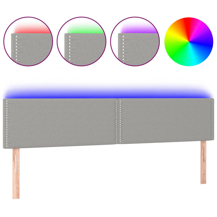 Hoofdbord LED 160x5x78/88 cm stof lichtgrijs