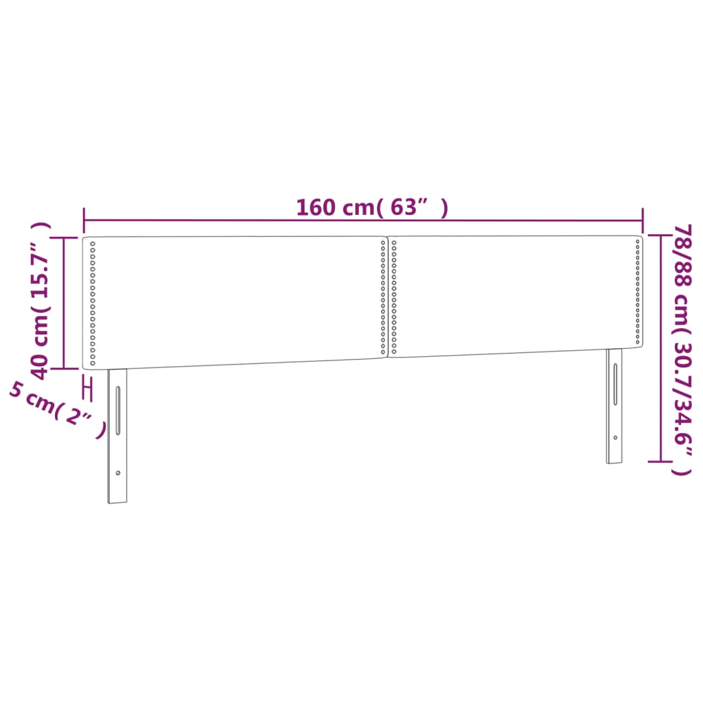 Hoofdbord LED 160x5x78/88 cm stof lichtgrijs