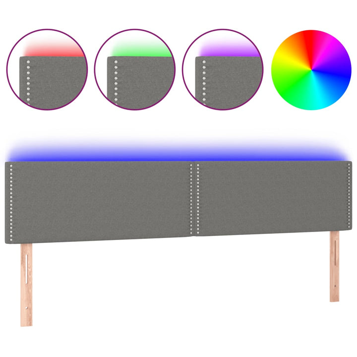 Hoofdbord LED 160x5x78/88 cm stof donkergrijs