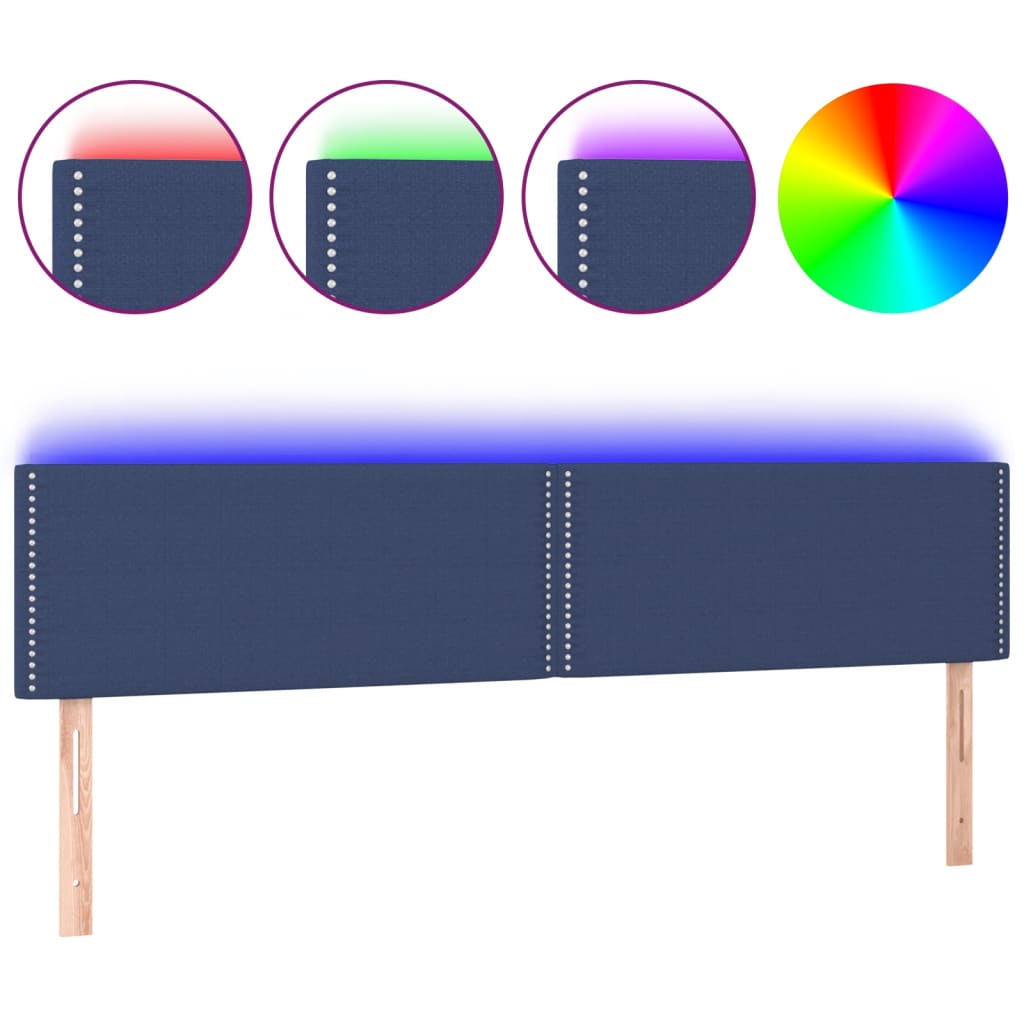 Hoofdbord LED 160x5x78/88 cm stof blauw