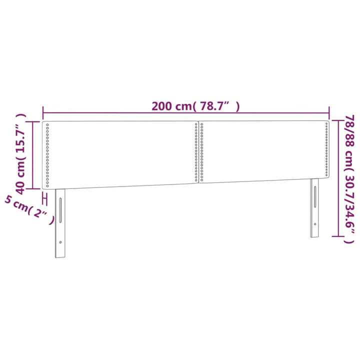 Hoofdbord LED 200x5x78/88 cm stof blauw