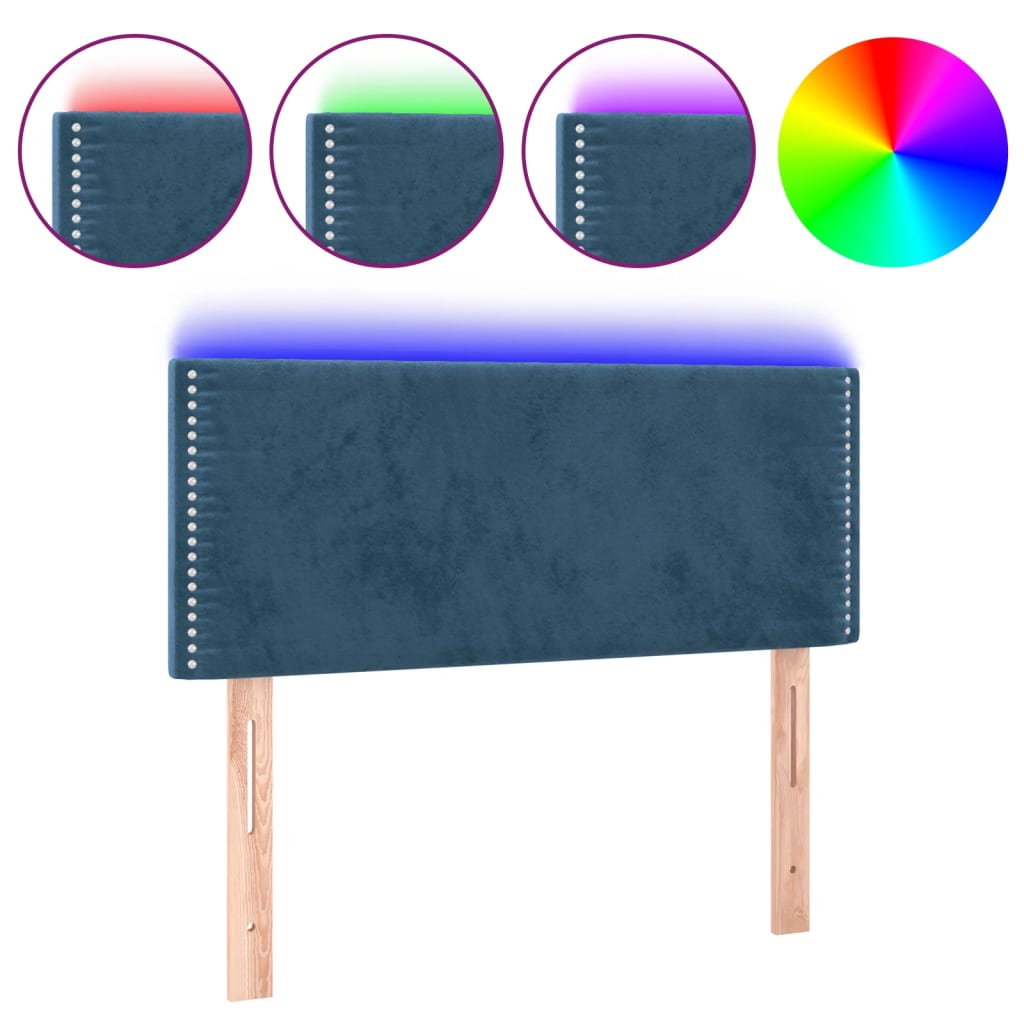 Hoofdbord LED 90x5x78/88 cm fluweel donkerblauw