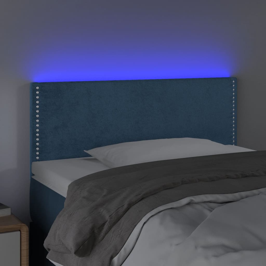 Hoofdbord LED 100x5x78/88 cm fluweel donkerblauw