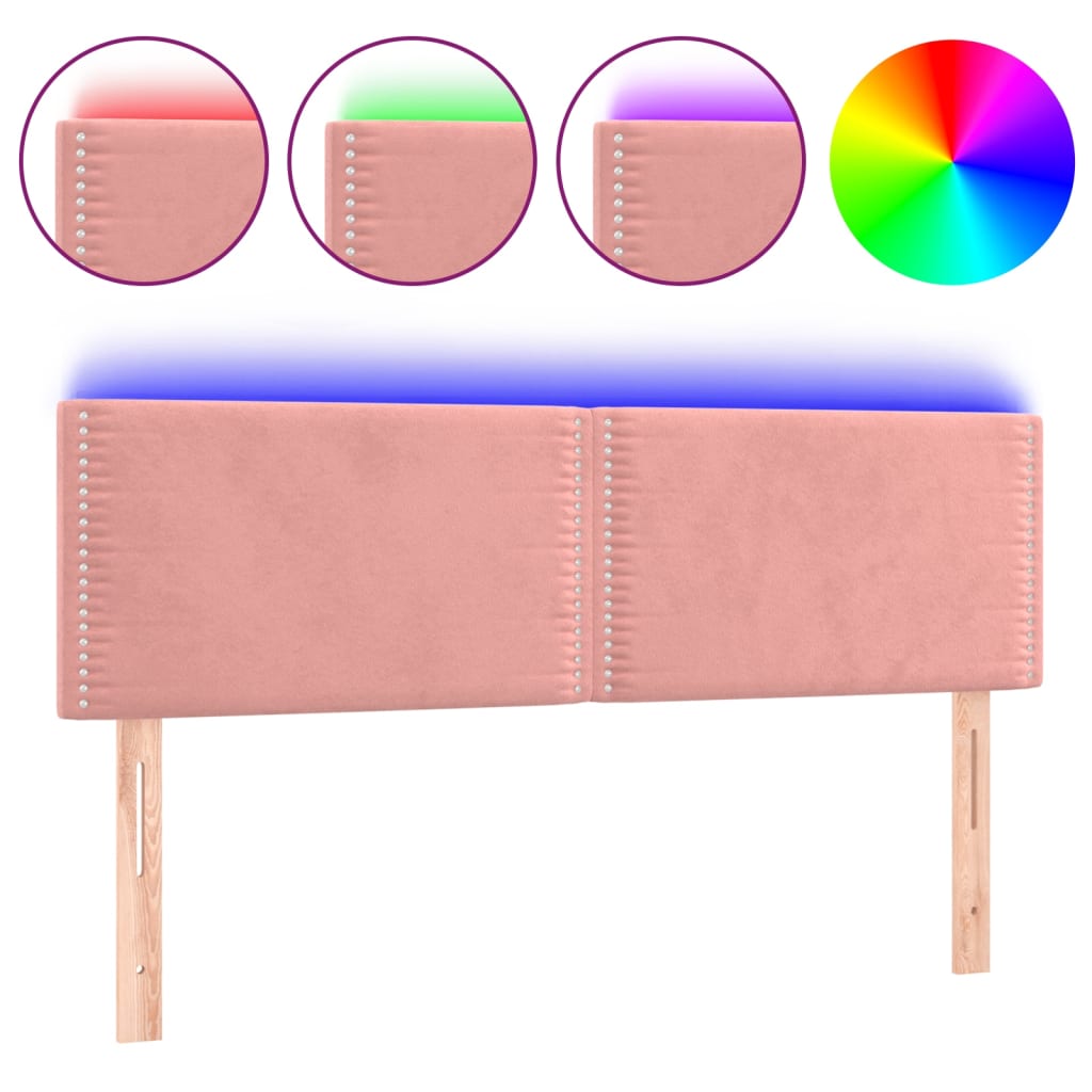 Hoofdbord LED 144x5x78/88 cm fluweel roze