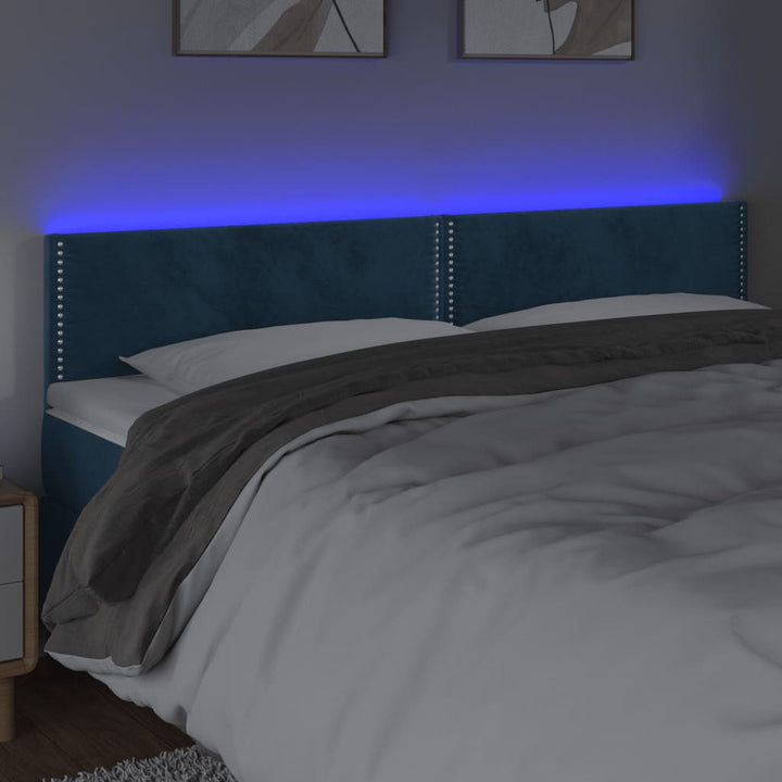 Hoofdbord LED 200x5x78/88 cm fluweel donkerblauw