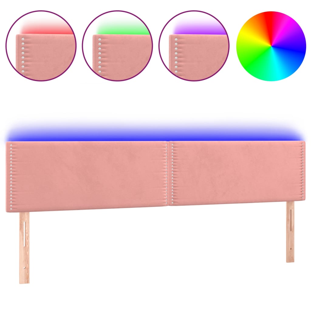 Hoofdbord LED 200x5x78/88 cm fluweel roze