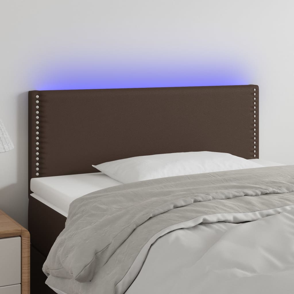 Hoofdbord LED 80x5x78/88 cm kunstleer bruin