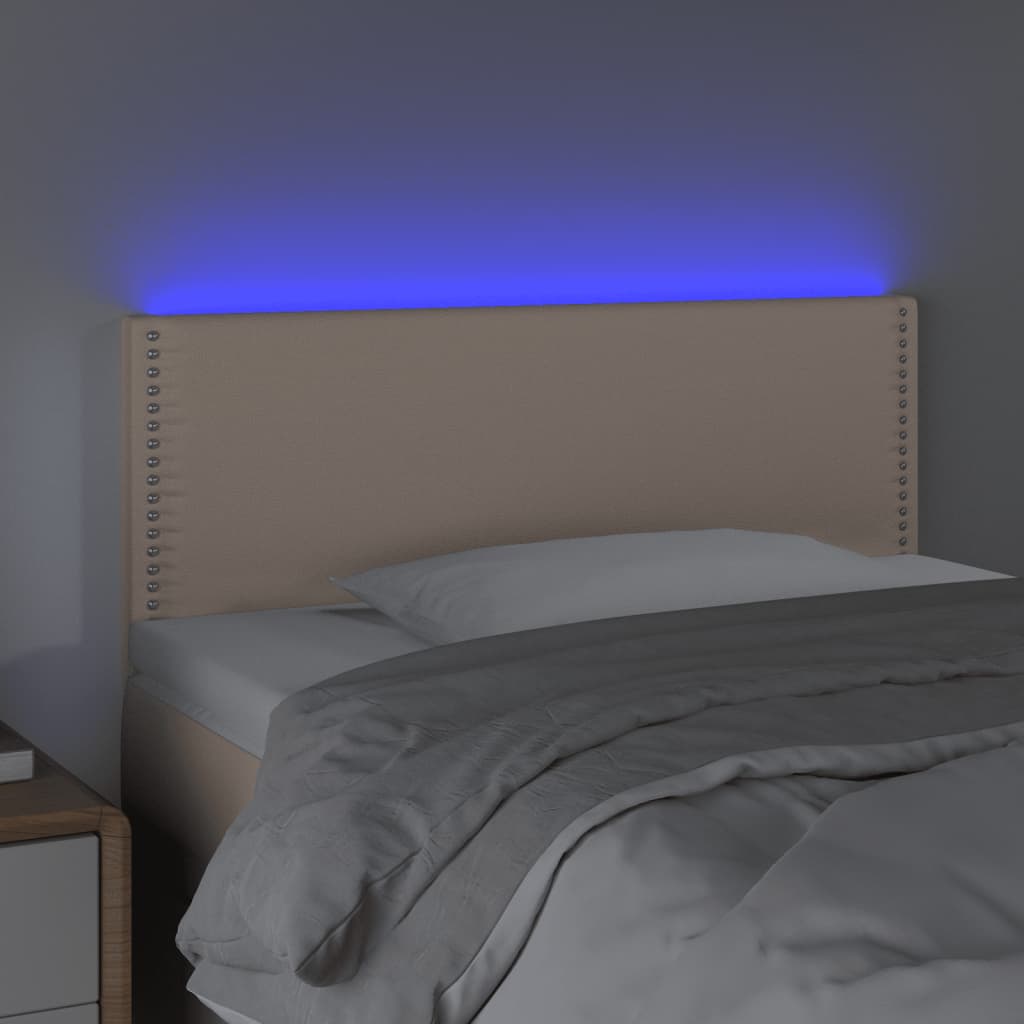 Hoofdbord LED 100x5x78/88 cm kunstleer cappuccinokleurig