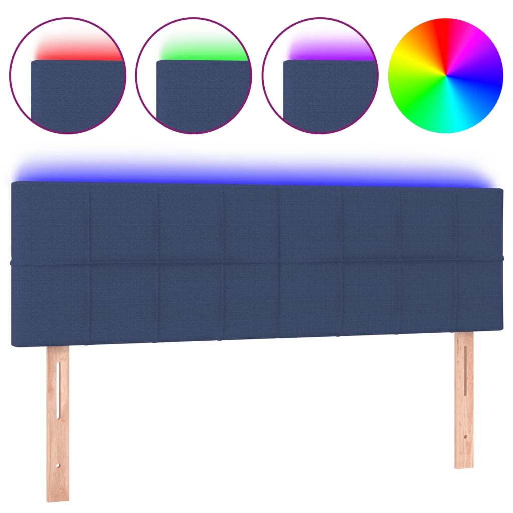 Hoofdbord LED 144x5x78/88 cm stof blauw