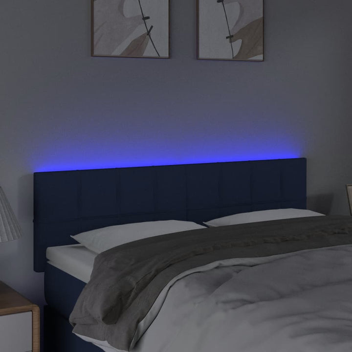 Hoofdbord LED 144x5x78/88 cm stof blauw