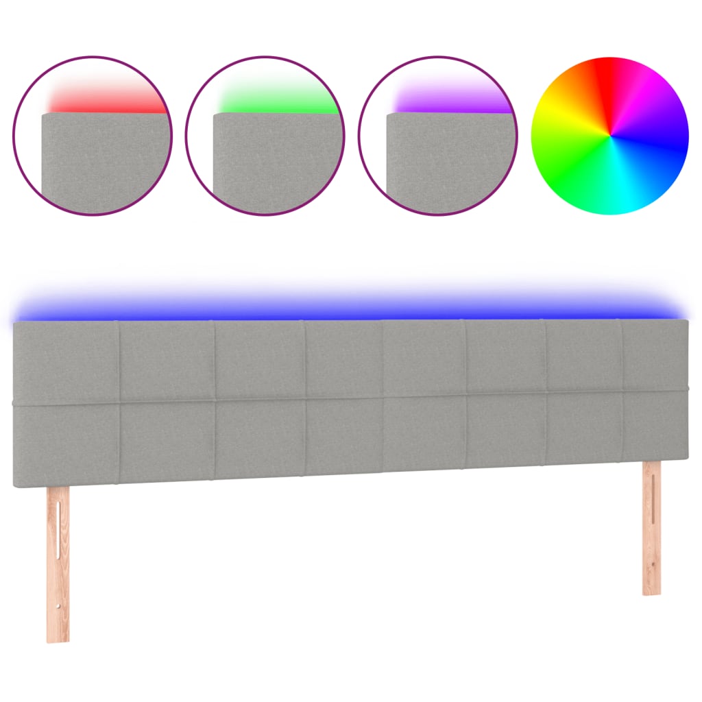 Hoofdbord LED 160x5x78/88 cm stof lichtgrijs