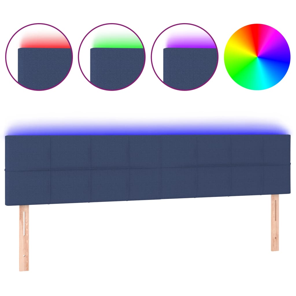 Hoofdbord LED 160x5x78/88 cm stof blauw