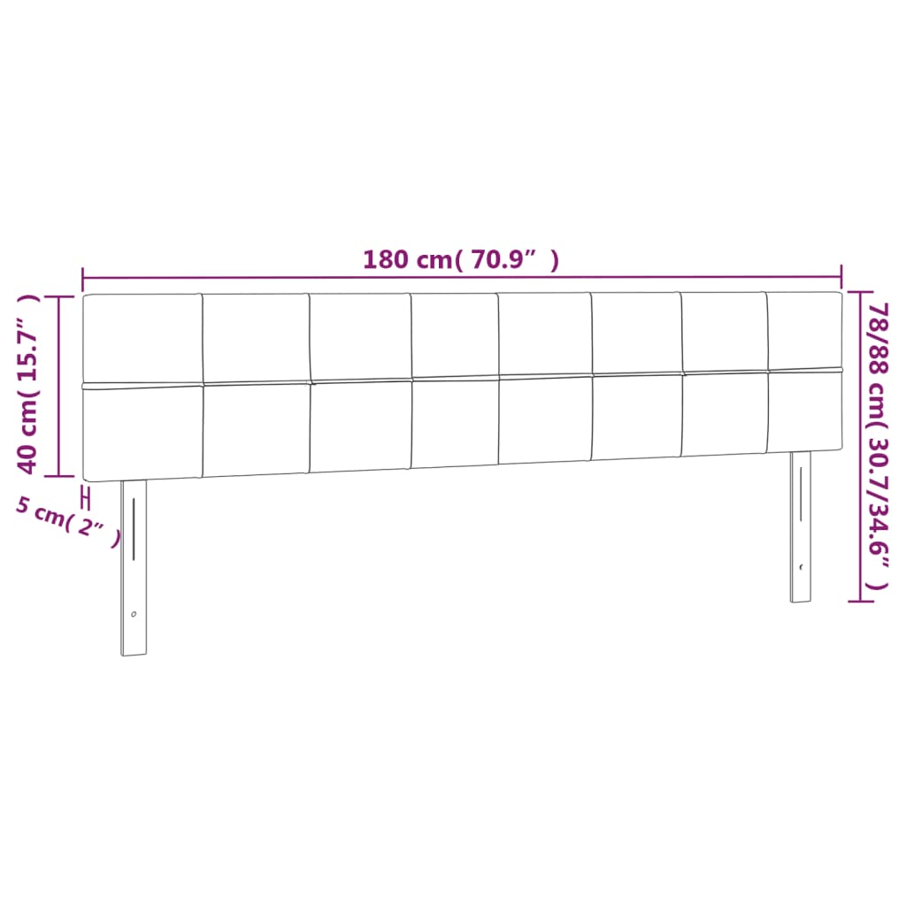 Hoofdbord LED 180x5x78/88 cm stof lichtgrijs