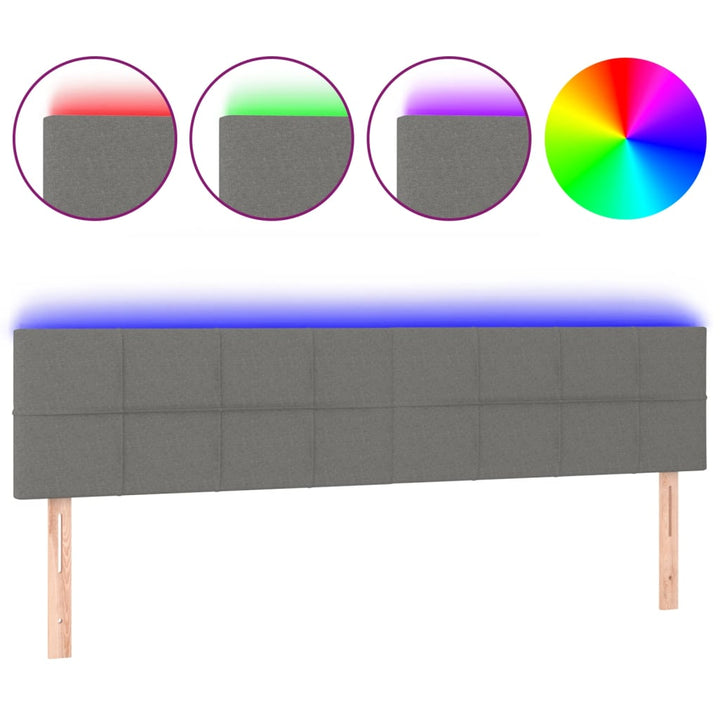 Hoofdbord LED 180x5x78/88 cm stof donkergrijs