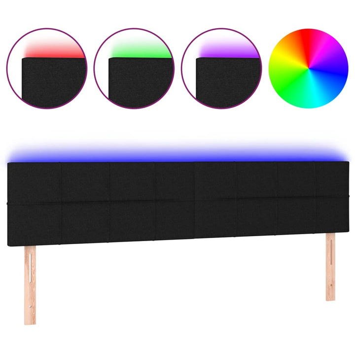 Hoofdbord LED 200x5x78/88 cm stof zwart