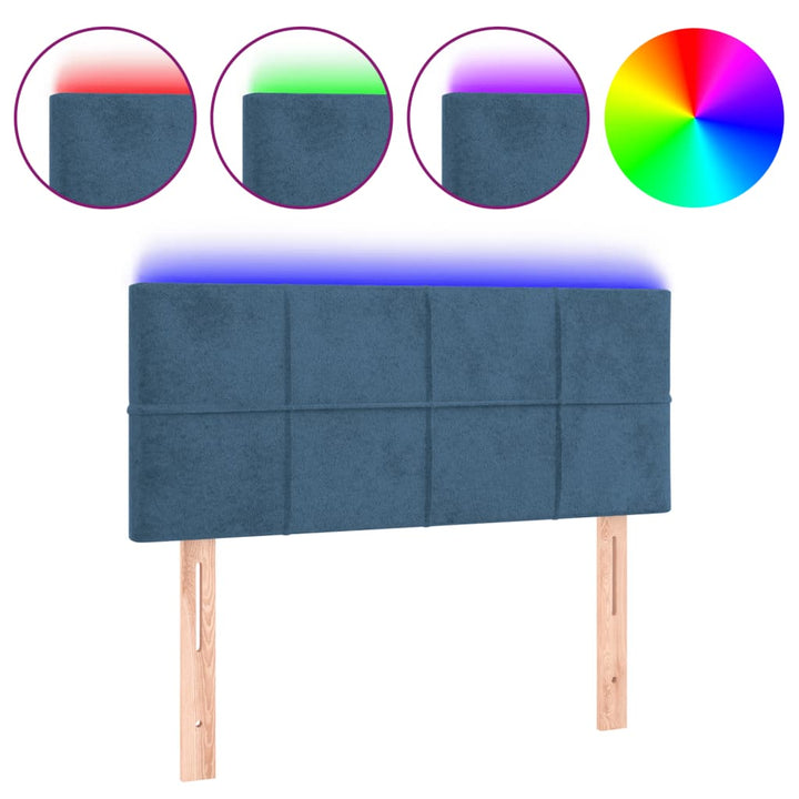 Hoofdbord LED 80x5x78/88 cm fluweel donkerblauw