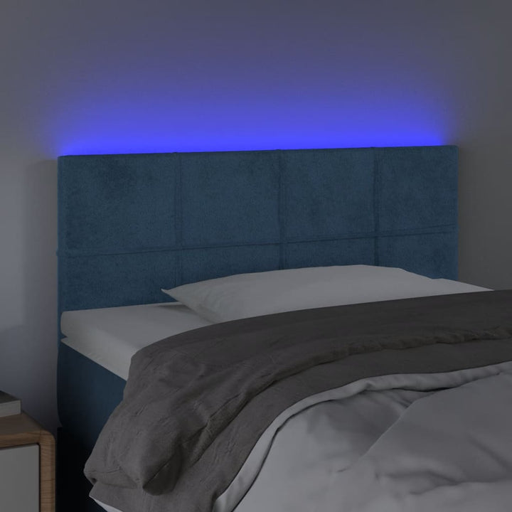 Hoofdbord LED 80x5x78/88 cm fluweel donkerblauw