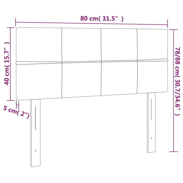 Hoofdbord LED 80x5x78/88 cm fluweel donkerblauw