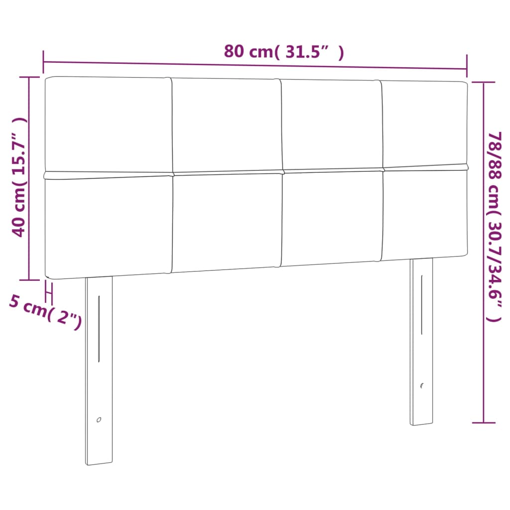 Hoofdbord LED 80x5x78/88 cm fluweel roze