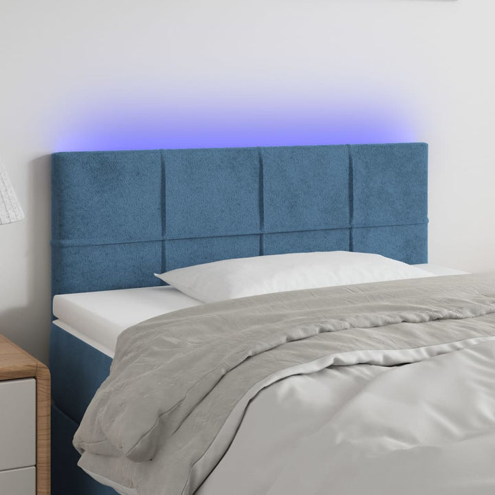 Hoofdbord LED 90x5x78/88 cm fluweel donkerblauw