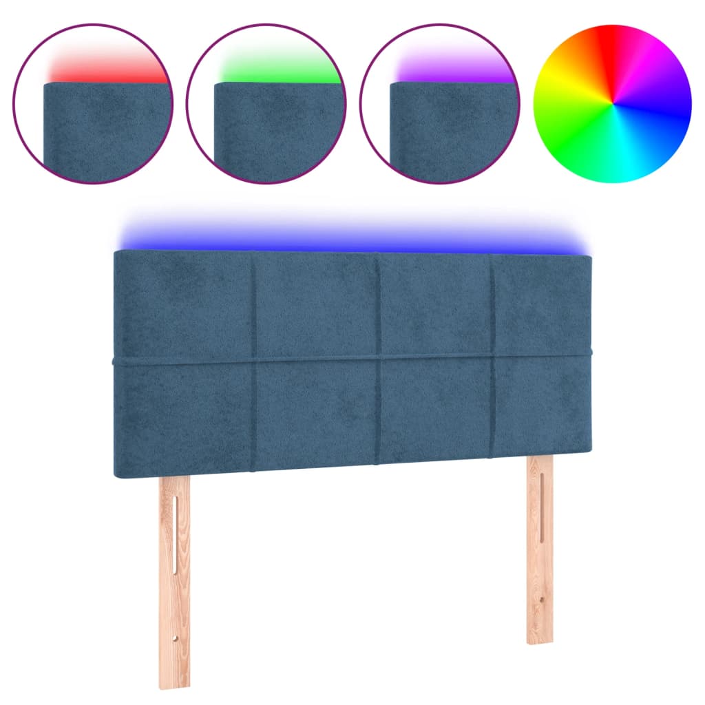 Hoofdbord LED 100x5x78/88 cm fluweel donkerblauw