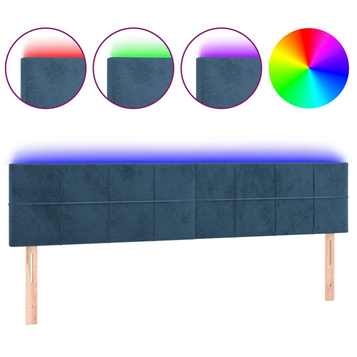 Hoofdbord LED 160x5x78/88 cm fluweel donkerblauw