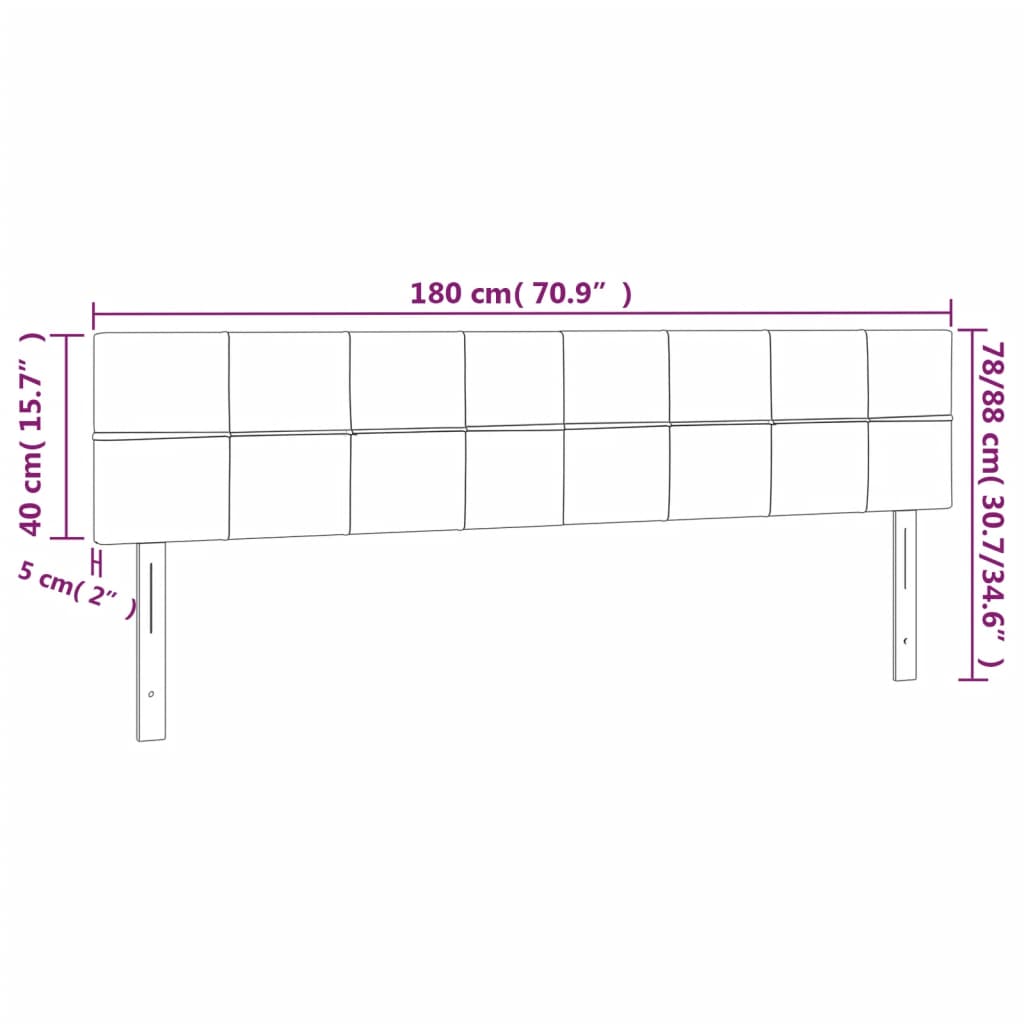 Hoofdbord LED 180x5x78/88 cm fluweel lichtgrijs