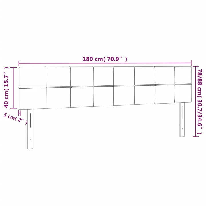 Hoofdbord LED 180x5x78/88 cm fluweel lichtgrijs