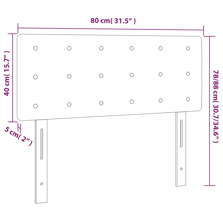 Hoofdbord LED 80x5x78/88 cm kunstleer crèmekleurig