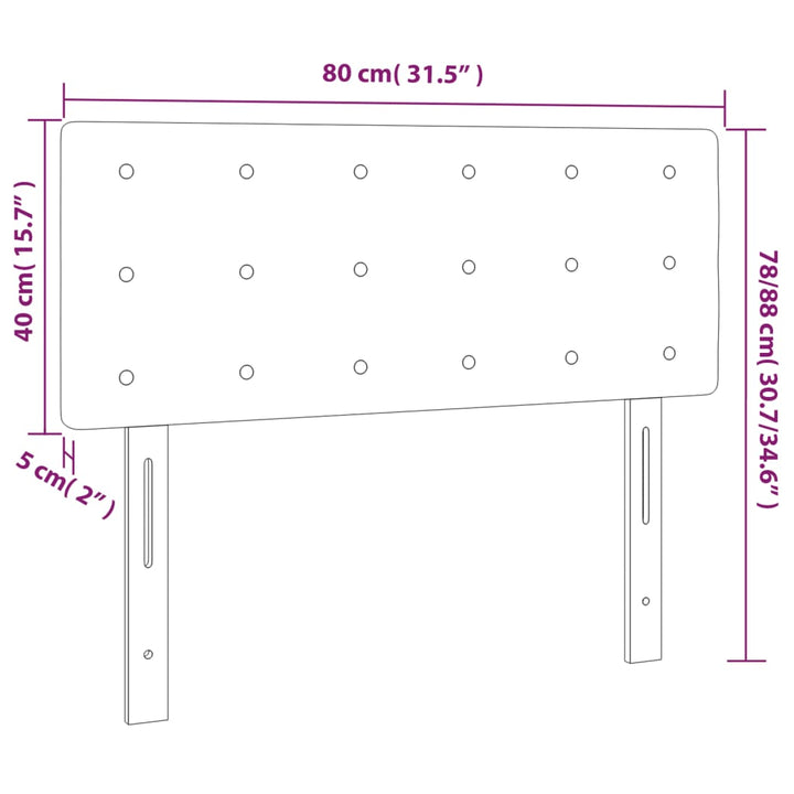 Hoofdbord LED 80x5x78/88 cm kunstleer grijs